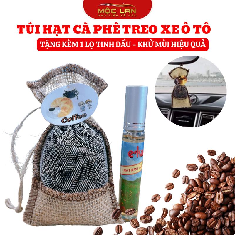 Túi Hạt Cafe Khử Mùi Treo Xe Oto, Tủ Quần Áo Tặng Kèm Tinh Dầu Cafe Hazelnut Korea  Otofunmoclan