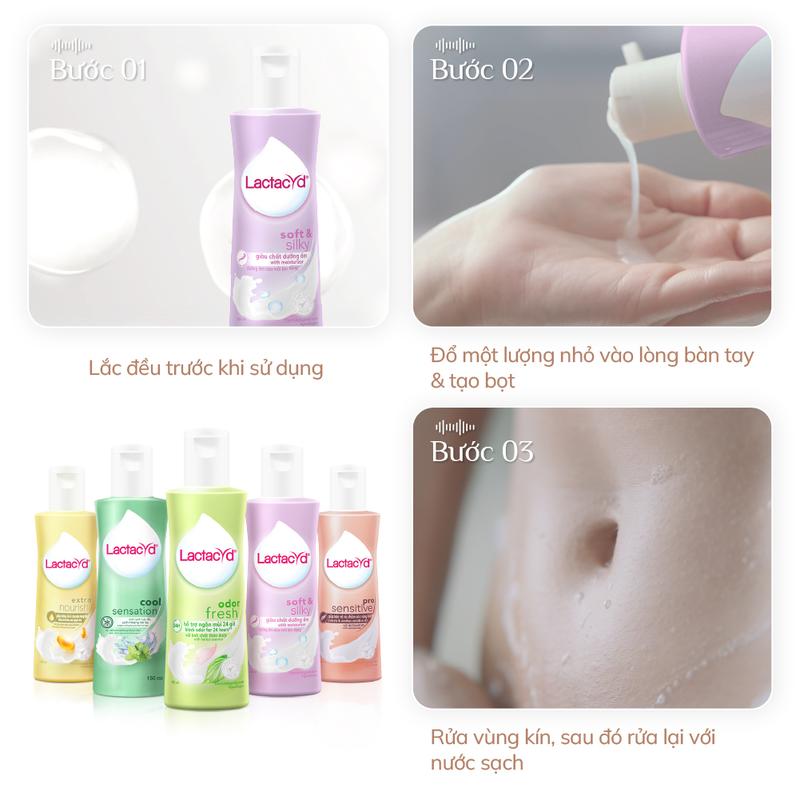 Dung Dịch Vệ Sinh Phụ nữ Lactacyd Soft & Silky Dưỡng Ẩm 250ml Women Cấp Ẩm 4