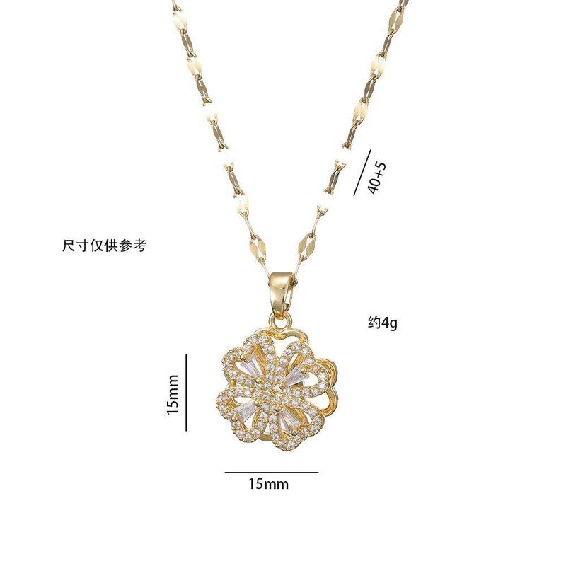TNX-(hàng đẹp) Set Bộ cỏ 4 lá đá xoay 4 ct(dây,khuyên,nhẫn,lắc) titan mạ vàng 2