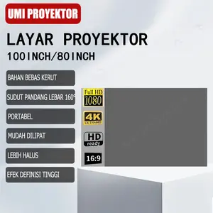 UMI Layar Proyektor Portabel 100 Inch 80 Inch Projector Screen 16:9 – Gray 4K Anti-Glare (Hanya Layar)