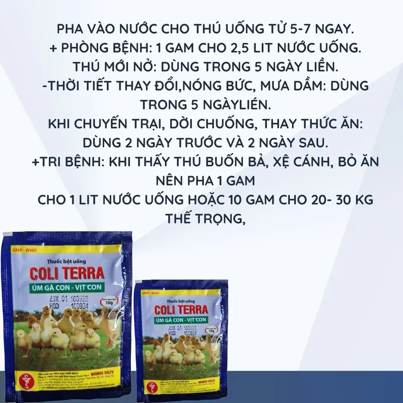 Coli Terra 10g - Úm gà con vịt con giảm hao hụt đàn 1