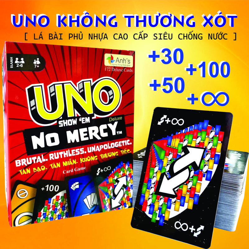 UNO NO MERCY +100 +vô cực lá hiệu ứng vết xước NoMercy Cards Thẻ Bài Bộ Bài