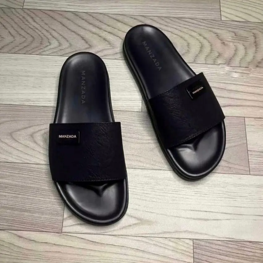 Dép da quai ngang nam có size 44 và size 45  Manzada da bò cao cấp fullbox Mã 003 Slipper DéP Cao Su Đồng depda depnamdep 2024 Jean Đế Bằng