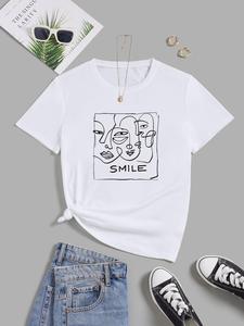 ImprinTee Women's Graphic Round Neck Tee, Vintage Trendy Casual Short Sleeve T-shirt For Daily Wear, Ladies Summer Outfit