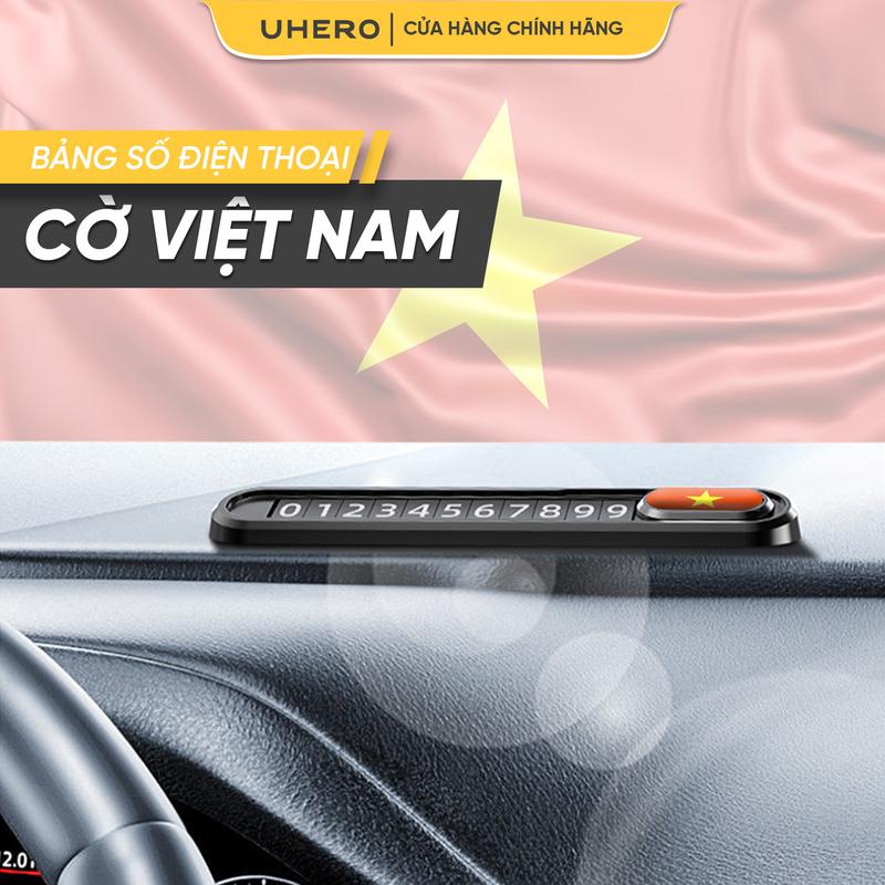 UHero Bảng số điện thoại trên ô tô BS02-VN gắn taplo bằng kim loại để lại số khi đỗ xe, tránh mẫu thuẫn, bị phạt Nội Thất đồ trang trí