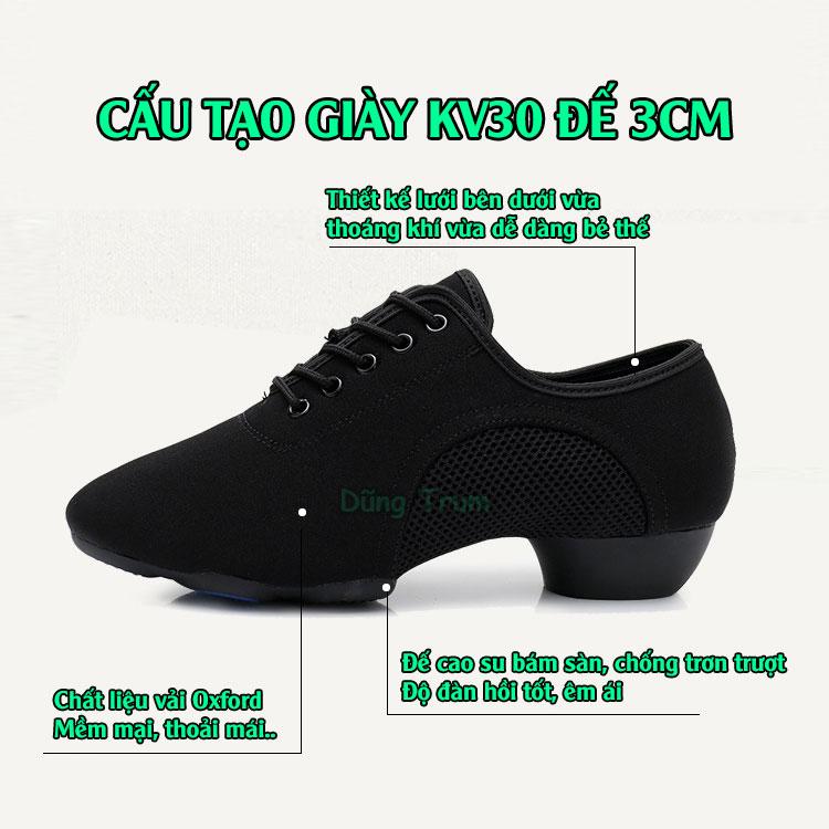 Product Introduction of Giày khiêu vũ nữ 3cm vải Oxford êm ái đế cao su chống trơn trượt KV30 20