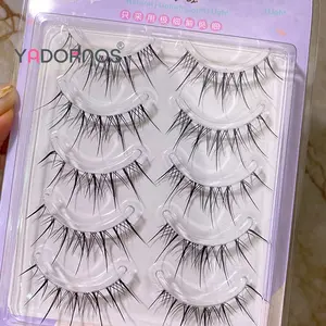 YADORNOS 5 pasang keriting bulu diy panjang tidak ada pengencang memanjang bulu mata keriting tipis untuk makeup harian alami