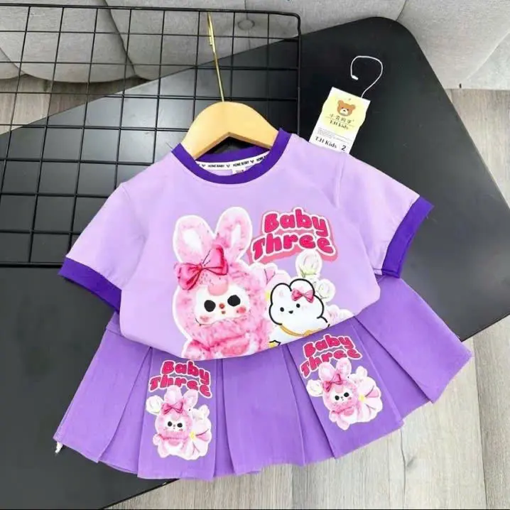 [MST2] SÉT VÁY XẾP LY(có lót trong) IN HÌNH ĐỒ HỌA DỄ THƯƠNG 3 MÀU BÁT MẮT SIZE 9-44KG 1