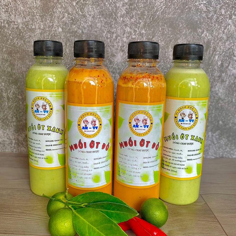 COMBO 2 chai muối ớt xanh, ớt đỏ Nước Sốt Gia Vị Chua Cay 1