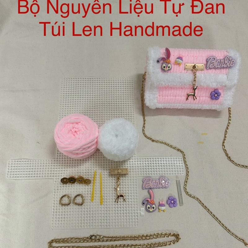Bộ Nguyên Liệu Đan Túi - Túi Len Tự Đan DIY Sticker - Nguyên Liệu Đan Túi Có hướng dẫn đan chi tiết Shop hỗ trợ đan túi đến khi hoàn thành Handmade Bag Đeo Vai Nhung Đeo Chéo Tote Nữ số 1 sợi đan & móc