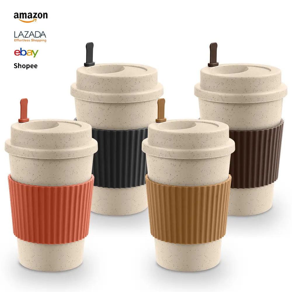 Cross-Border Wheat Straw Coffee Cup New Milky Tea Cup Outdoor Portable Handy Cup Car Water Cup Printable Logo