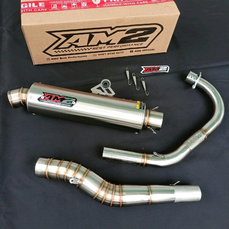 Knalpot Racing AM2 Best Performance tipe BULAT RATA  inlet 50 Cb Gl Megapro tiger 2