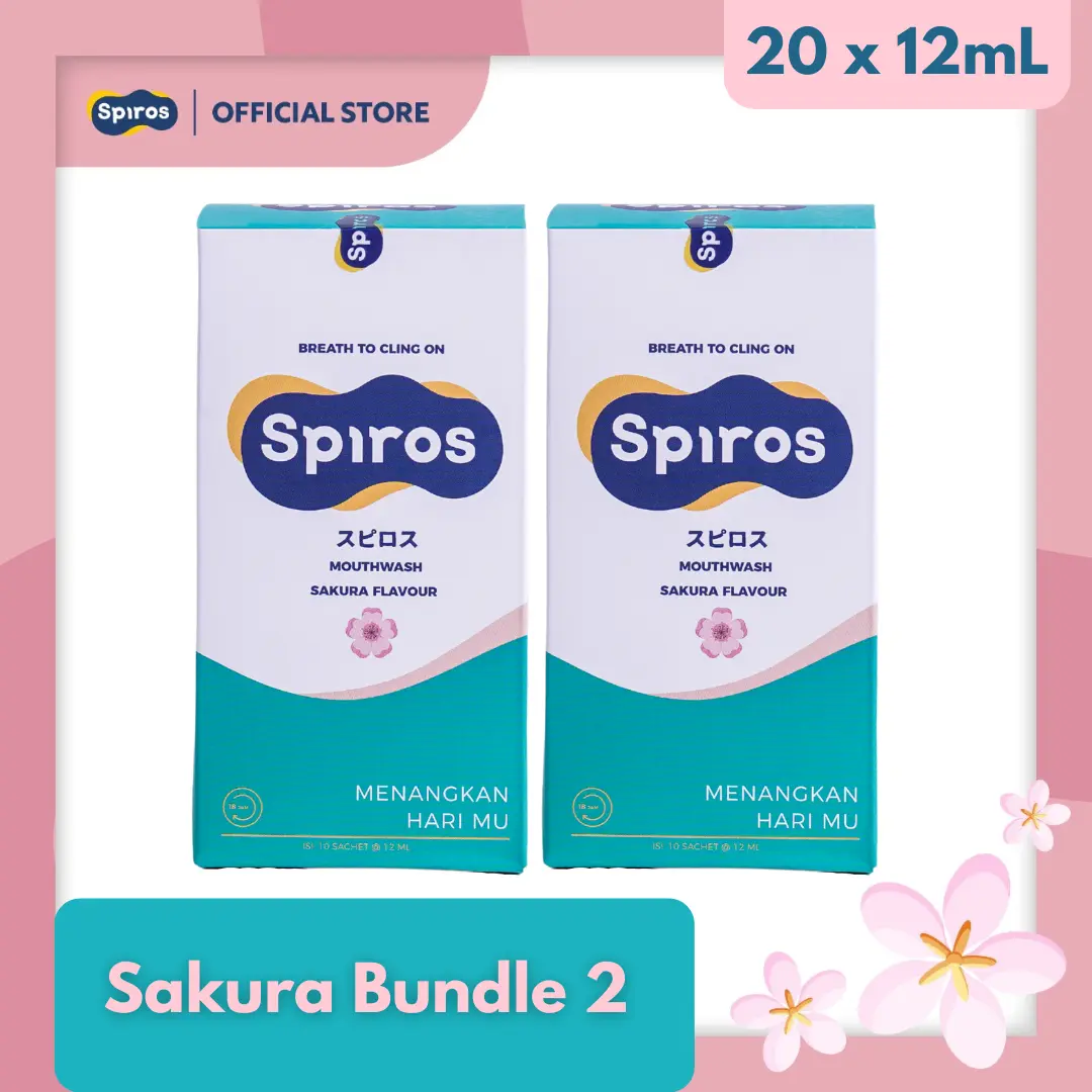 [Bundle Isi 2 Box] Spiros Mouthwash Sachet SAKURA - Obat Kumur Penghilang Bau Mulut Ampuh / Nafas Segar Seharian