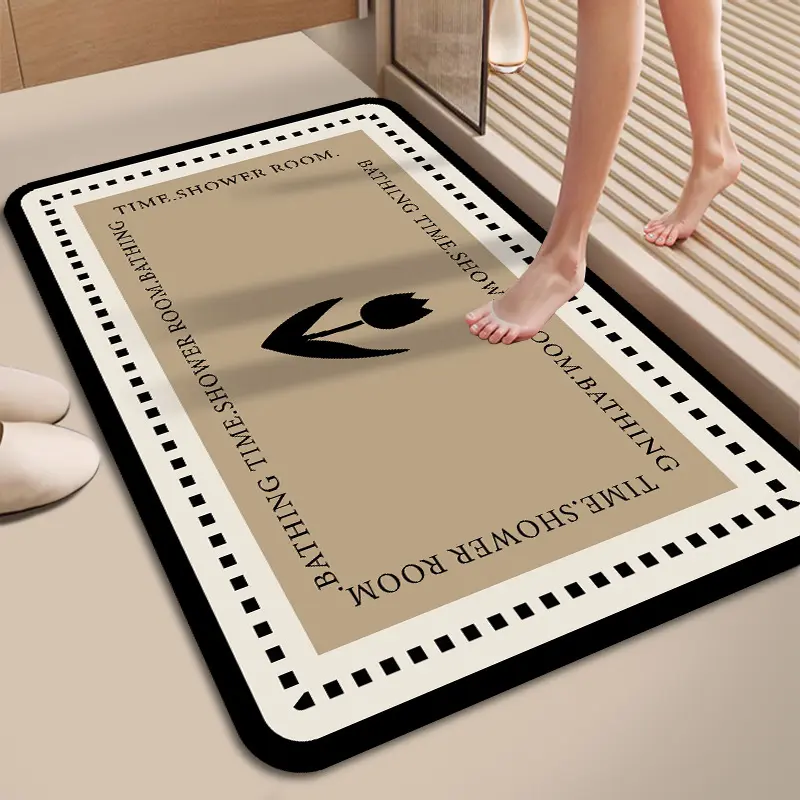 Bathroom Mat Water Absorbent Quick-Dry Foot Mat Simple Toilet Bathroom Door Mat Bathroom Entrance Non-Slip Carpet Multiple Materials