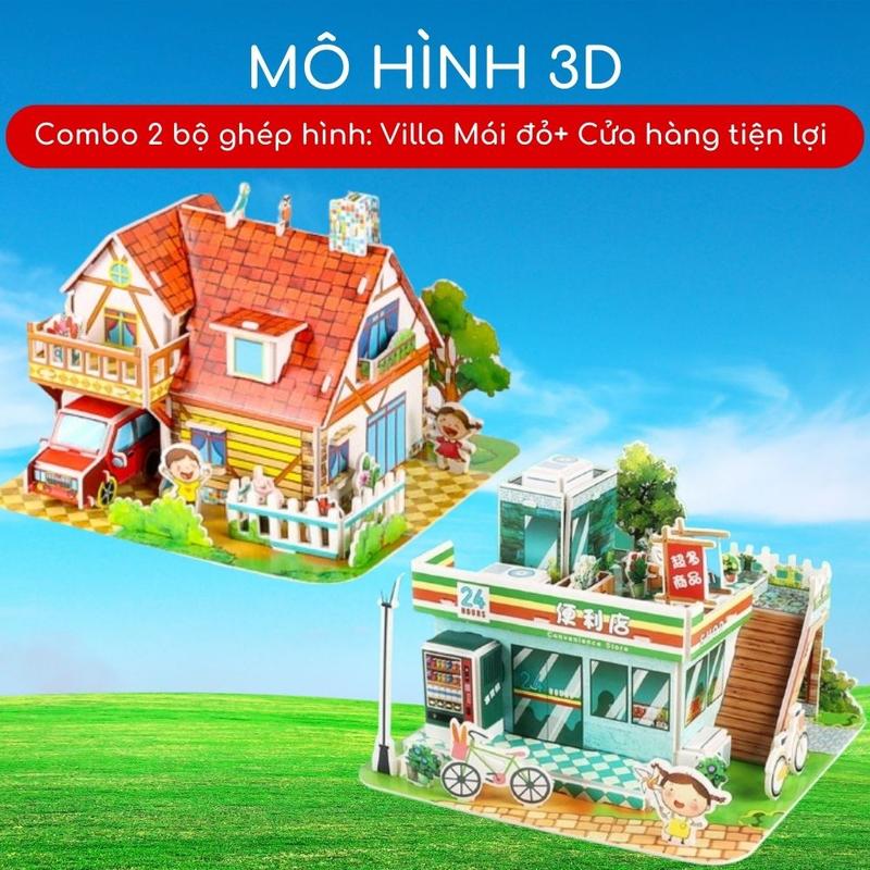 Product Introduction of Combo 2 mô hình Villa Mái dỏ + TIỆN LỢI 3D bằng xốp PE tự lắp ghép cho bé Bộ Lắp Ráp Toy Tháo Lắp Đồ Chơi 20