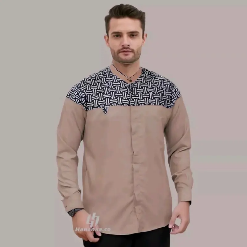 BAJU KOKO PRIA BAJU KOKO KOMBINASI BATIK BAJU KOKO VALCON TERMURAH MATERIAL Katun Muslim Dewasa Kurta 0