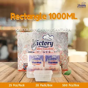 THINWALL VICTORY RECTANGLE 1000 ML KOTAK MAKAN PLASTIK THIN WALL PACK 25