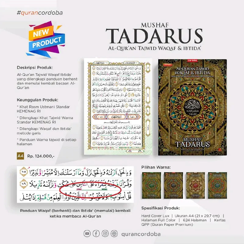 Al Quran Mushar Tadarus Waqaf Ibtida A4 Hard Cover 2