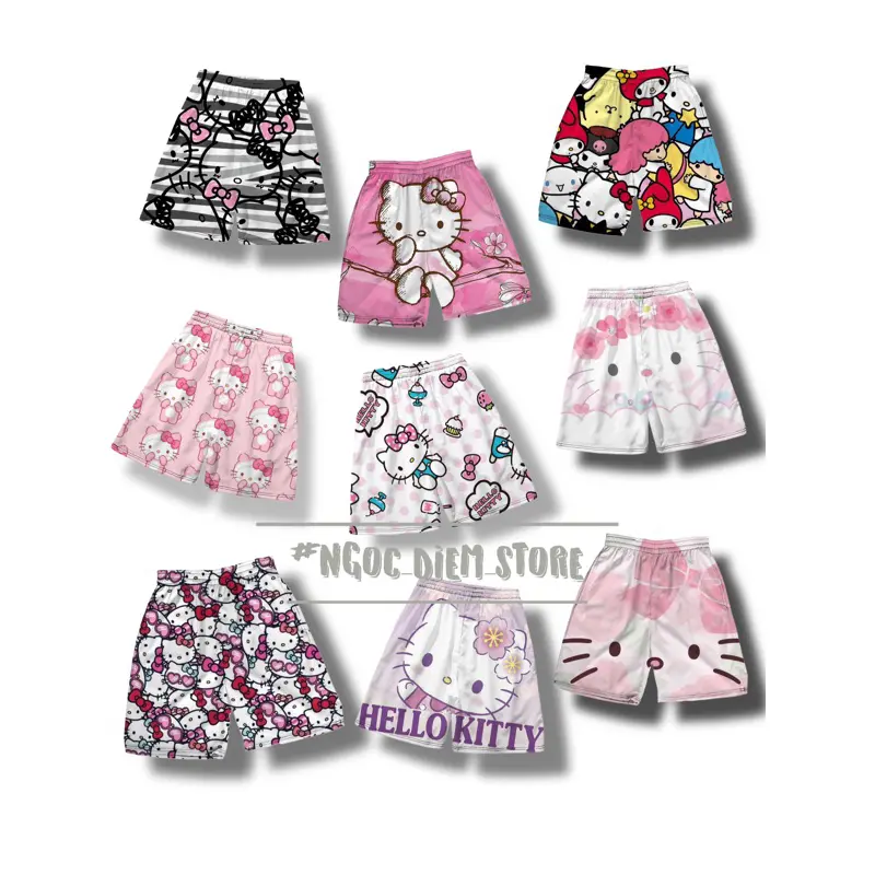 Quần Hello Kitty Hoạt hình nam nữ, quần đi biển, kỉ yếu 0
