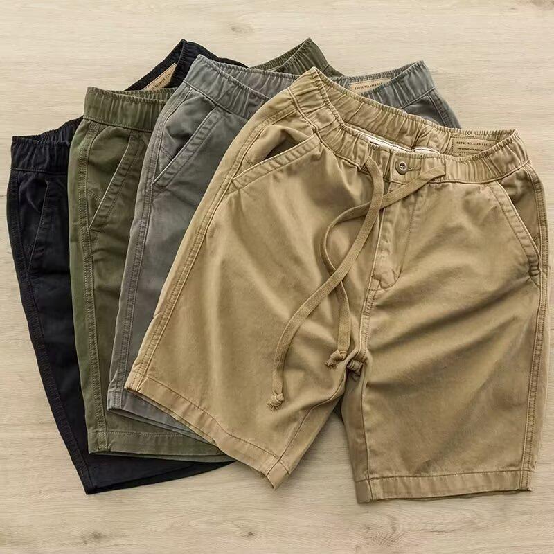 Product Introduction of M-8XL Japanese Basic Cargo Shorts Men Simple Casual Loose Straight Leg Plus Size Short Pants 8