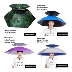 Topi Payung Diameter 70, 80 & 95 Cm, Topi Payung untuk Memancing, Mendaki Gunung, dan Aktivitas Luar Ruangan, Payung untuk Kepala Besar