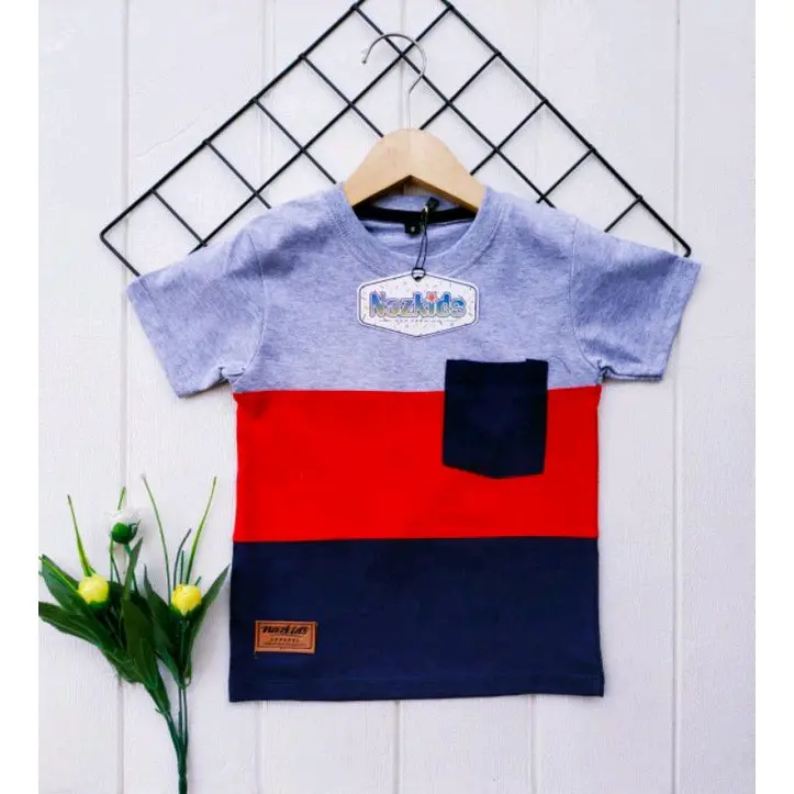 Kaos anak kombinasi warna variasi saku 1