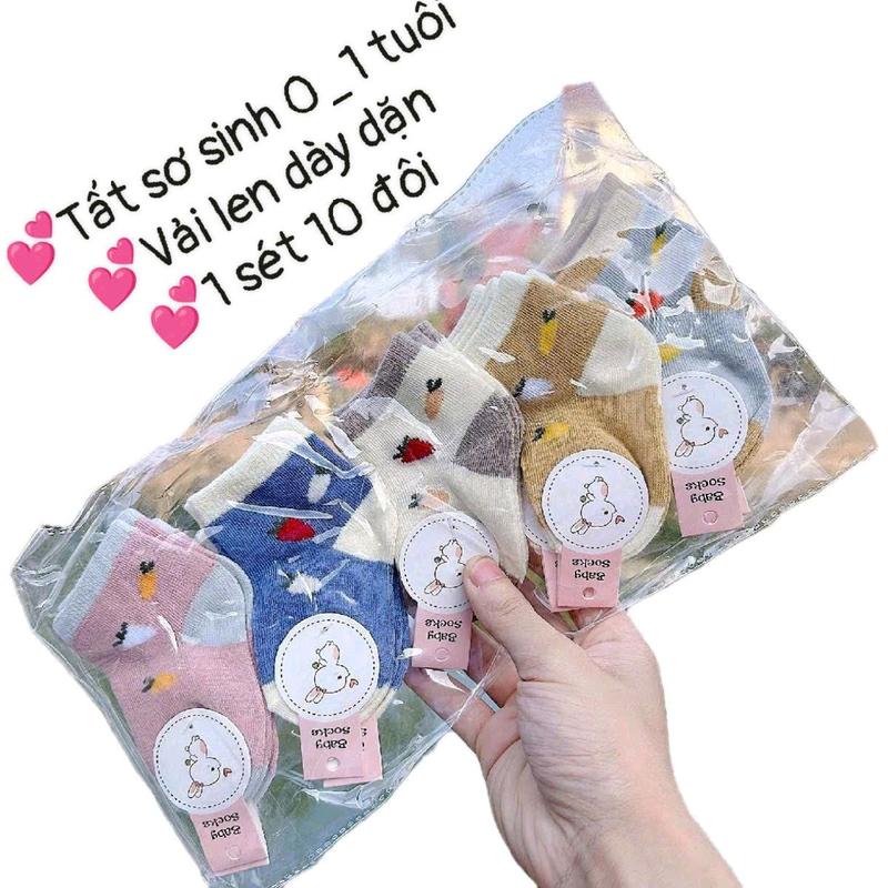 Bộ 10 đôi tất sơ sinh ấm áp mùa đông cho bé từ 0 đến 1 tuổi tất  lưới  cho  bé  sơ  sinh