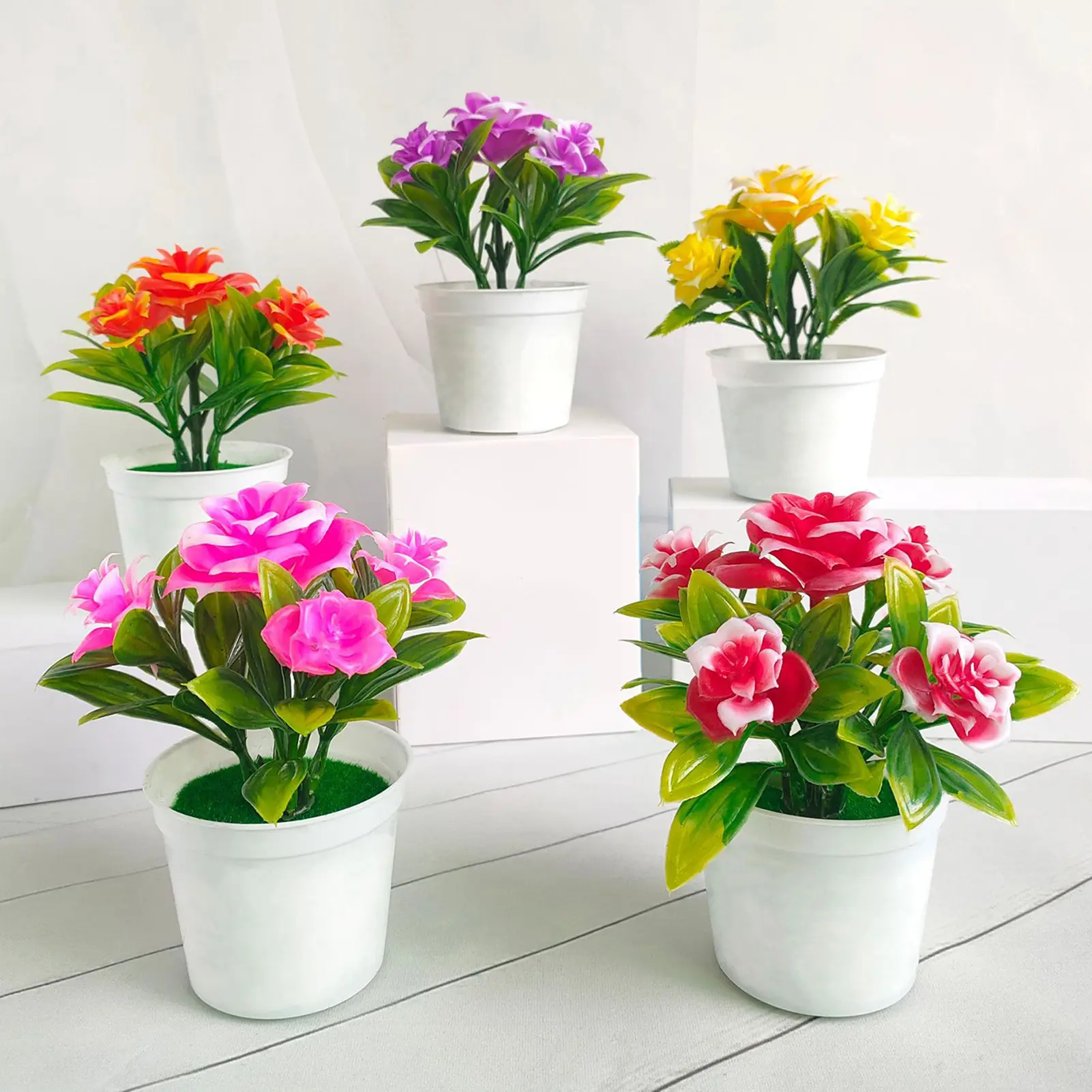 Chậu Hoa Nhựa Nhân Tạo, Chậu Cây Giống Như Thật, Mô Phỏng Hoa, Cho Gia Đình