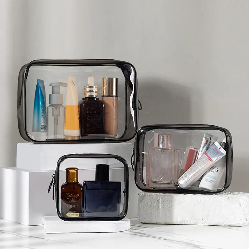 Tas Pouch Kosmetik Polos Transparan Anti Air  Tempat Make Up Pouch Kosmetik Transparan 0