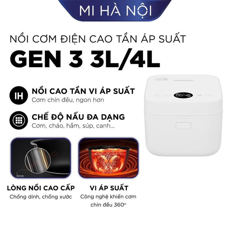 Nồi cơm điện Xiaomi Gen 3 Thông Minh Cao Tần Áp Suất 3L - 4L - Nấu Cơm ngon