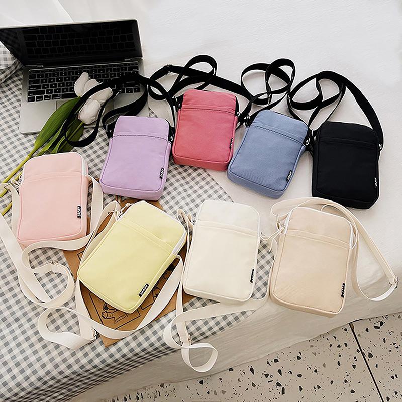 Product Introduction of Beg Kanvas Selempang Bahu, Trendi Ringkas, Warna Pepejal Macaroon, Serba guna, Fesyen, Dompet Sifar, Beg Telefon Persegi Kecil, Untuk Kanak-kanak Perempuan Wanita Bags 13