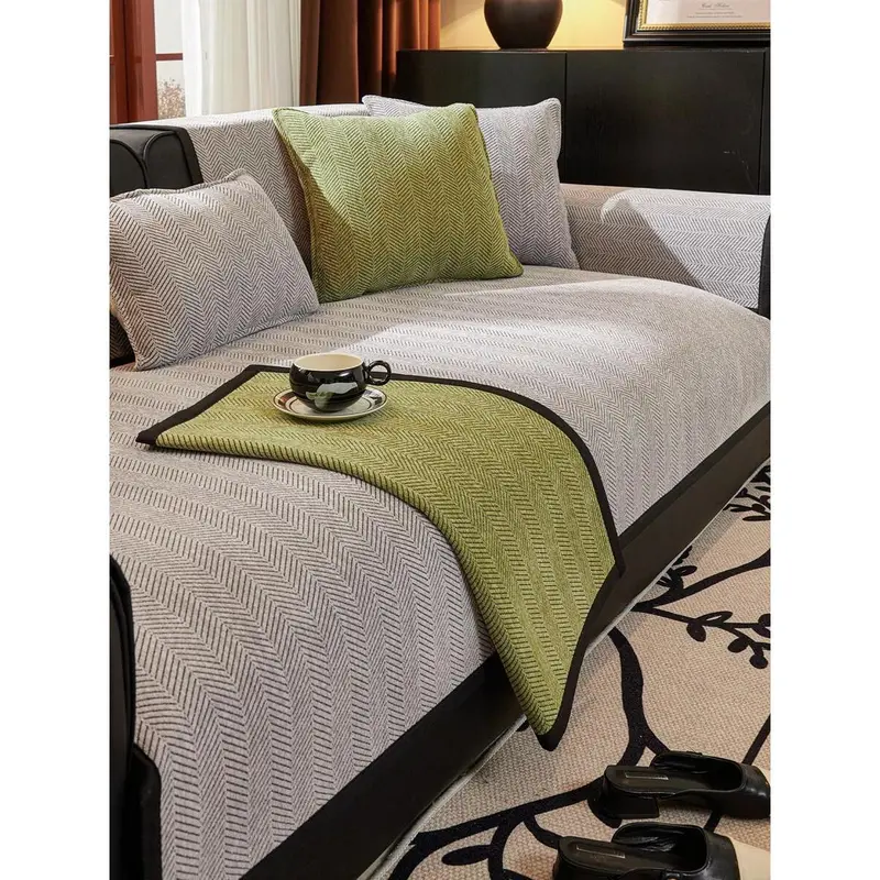 Vintage Style Thickened Sofa Cover-1 Piece, Modern Simplistic, All-Season Pet-Friendly Sofa Protector For Armchair To 4-Seater Sectional Sofas, High Weight (>500g/ ㎡ ) Polyester Fabric, Machine Washable Home & Office Furniture Cover Decor 5