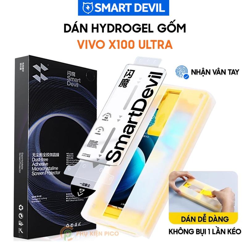 Dán màn hình Hydrogel Gốm Smart Devil dành cho điện thoại Vivo X100 Ultra trong suốt full màn hình nhận vân tay - Phụ Kiện