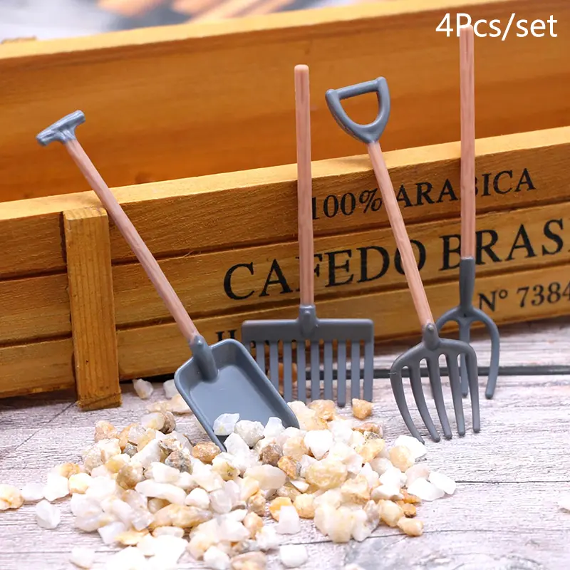 [zfe]4Pcs 1:12 Dollhouse Miniature Gardening Tools Shovel Rake - TikTok ...