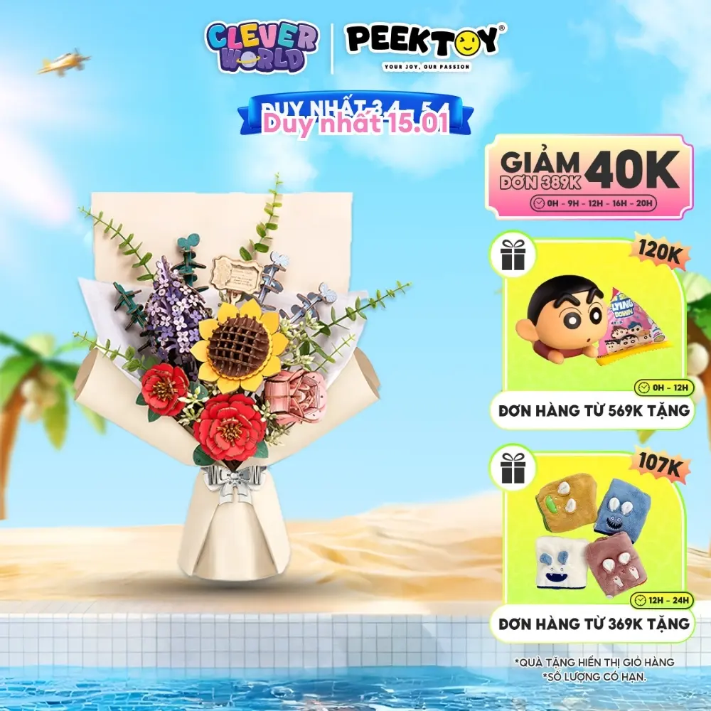Bó Hoa Lắp Ghép Bằng Gỗ 3D Robotime ROKR Wooden Flower Bouquet , Bó Hoa Tự Làm Tặng Bạn Gái Clever Box Bộ Lắp Ráp, Tháo Lắp, Lắp Ráp, Đồ Chơi, Xếp Hình, Toy
