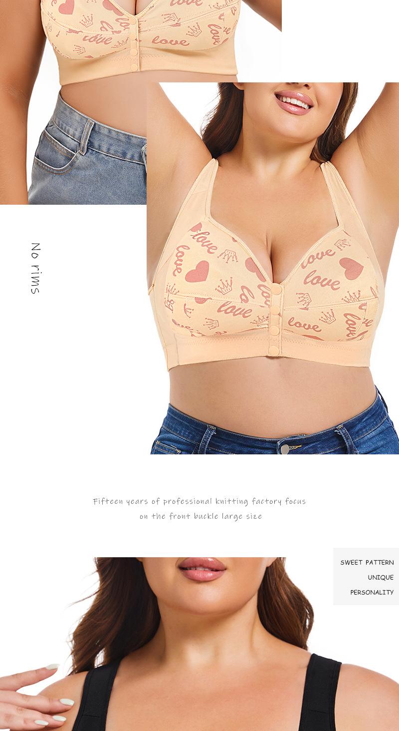 Product Introduction of 2025 models, A-G cup 36-52 oversized size, printed bra, European and American size large cup, no steel ring Fabric Nylon 39