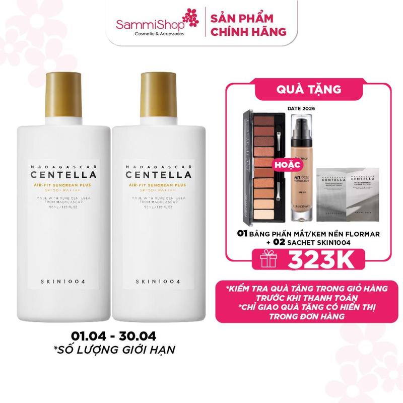 Combo 02 Skin1004 Kem chống nắng Madagascar Centella Air-Fit SunCream Plus 50ml Nữ Sunscreen Rau Má