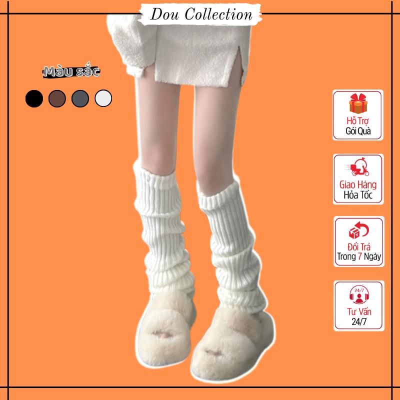  Tất vớ ống chân họa tiết trơn len dệt kim giữ ấm chân phong cách Jengiang Lolita Nhật Bản thời trang thu đông - TV103 