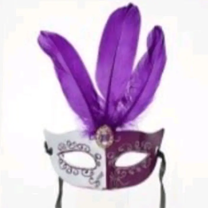 Topeng Masquerade dengan Bulu Setengah Wajah untuk Pria / Wanita 2