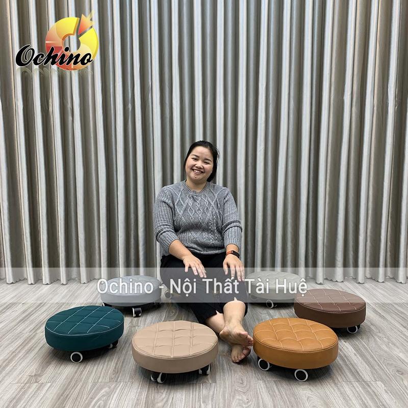 Ghế Bệt Ngồi Làm Nail Cao 12cm Mẫu Da Tròn Múi Có Bánh Xe Tiện Lợi ( Ảnh Thật và Video Thật)
