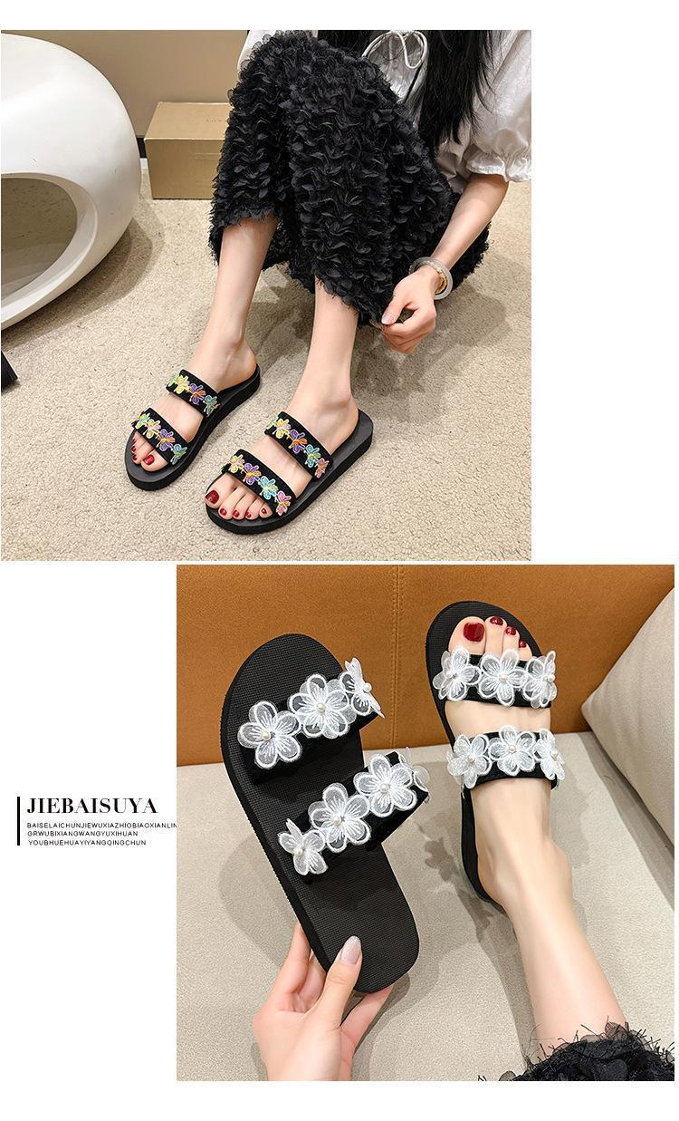 Product Introduction of The new fashionable flowers are worn with beach slippers on top 5