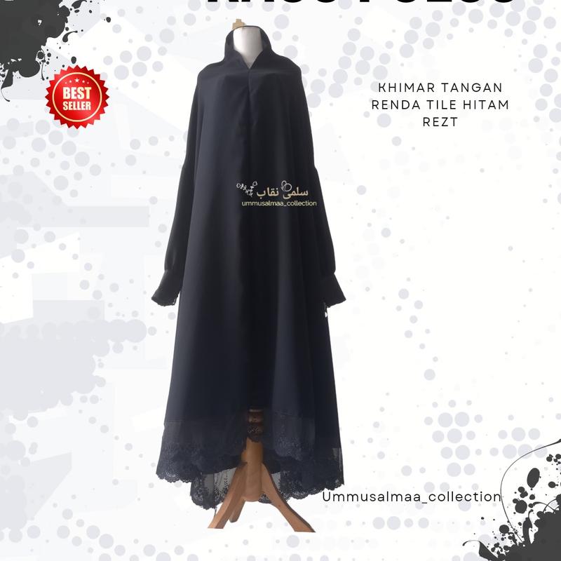 Khimar tangan renda hitam manset renda Rezt Jetblack 5
