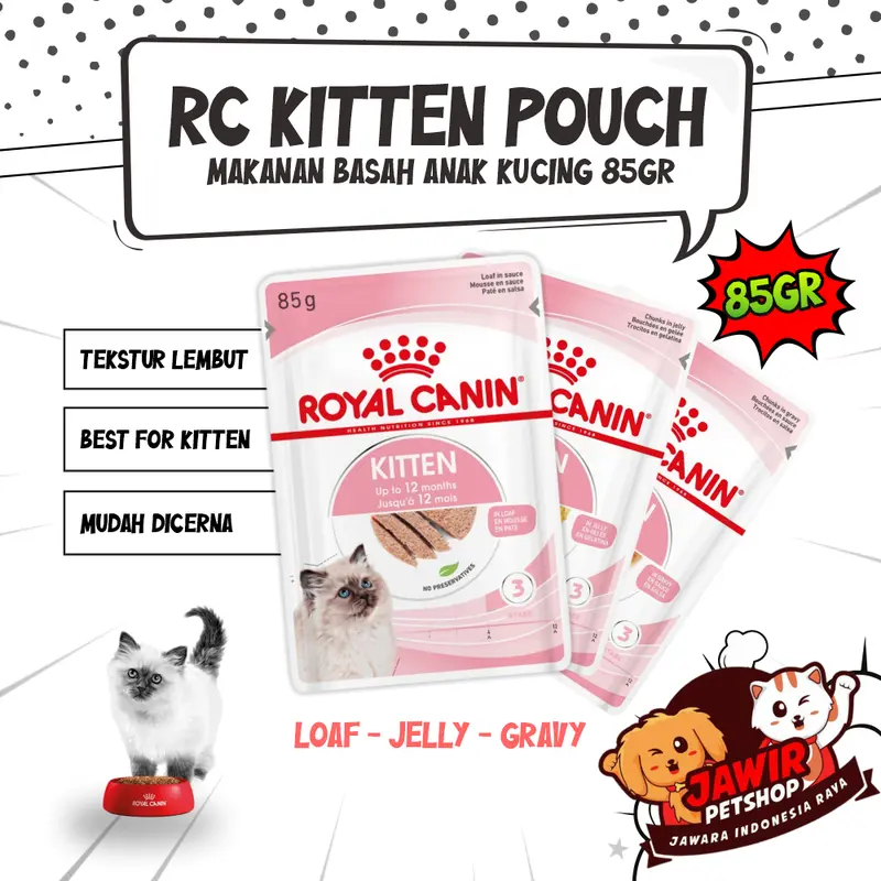 ROYAL CANIN KITTEN Pouch 85gr RC Cat Wet Food Makanan Anak Kucing Basah Sachet Loaf Gravy Jelly Murah Penambah Nafsu Makan Kiten Pencernaan Sensitif 0