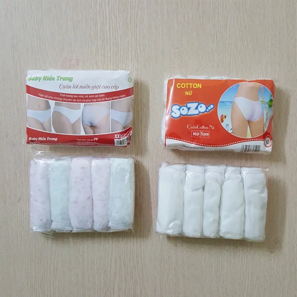 ￼Gói 5 quần lót giấy cotton- chất liệu cotton mỏng thoáng cho mẹ