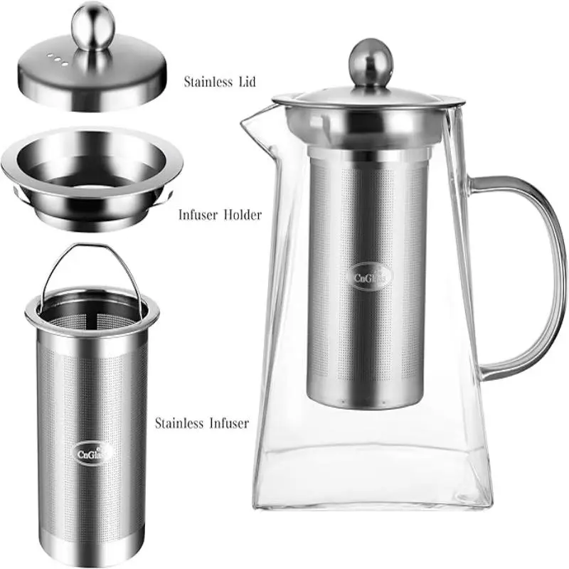 Glass Teapot with Removable Stainless Steel Filter, 1 Count 750ml/25.36oz Tea Coffee Water Kettle, Tea Making Tool for Home Office Use 4