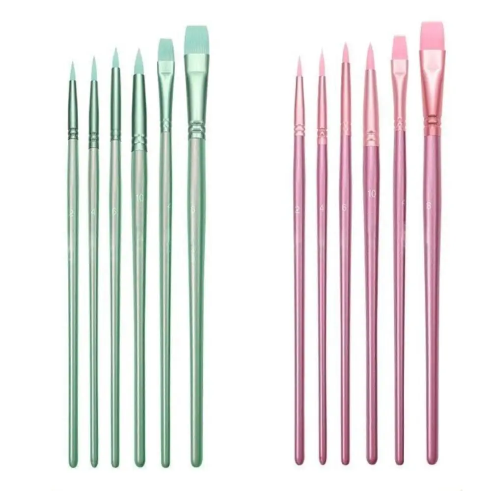 4/6pcs Lightweight soft hair Painting Brush Set Different Shape Watercolor Drawing Brushes Wooden Handle Nylon Art Paint Brushes child