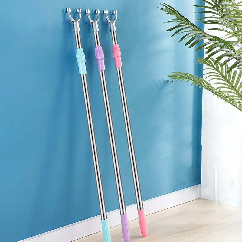 Tongkat Jemur Pakaian 4 bagian Stainless Tongkat Pengait Jemuran Tongkat Hanger