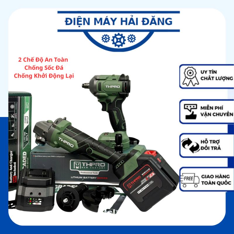 COMBO Máy Mài TH-8100, Máy Siết Bulong TH-6360PRO Động Cơ Không Chổi Than Kèm 1 Pin 20 Cell Và Sạc Chân Pin Phổ Thông Tặng Đầu Chuyển Vít