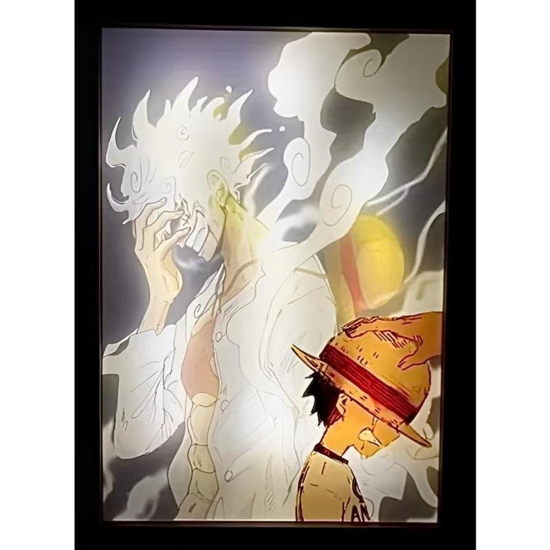 [ ONE PIECE] Tranh Đèn Led Nhân Vật Luffy, Có Thể Điều Chỉnh, Trang Trí Bàn Học, Góc Làm Việc 0