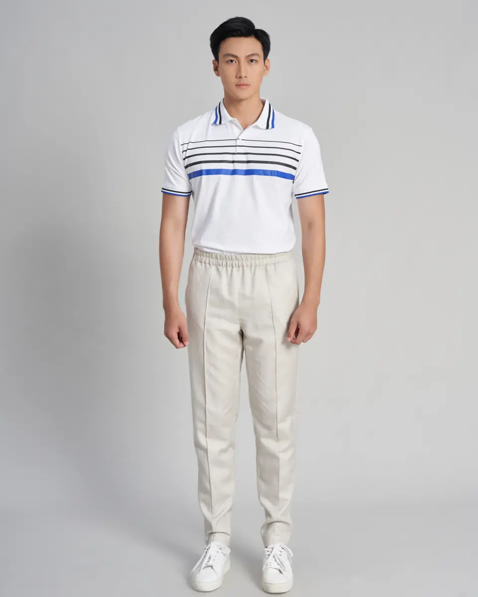 Áo Thun Nam Cotton Trắng Sọc Xanh Đen Holidays Vibes F2 FASHION AND FREEDOM TC413- TRẮNG XANH